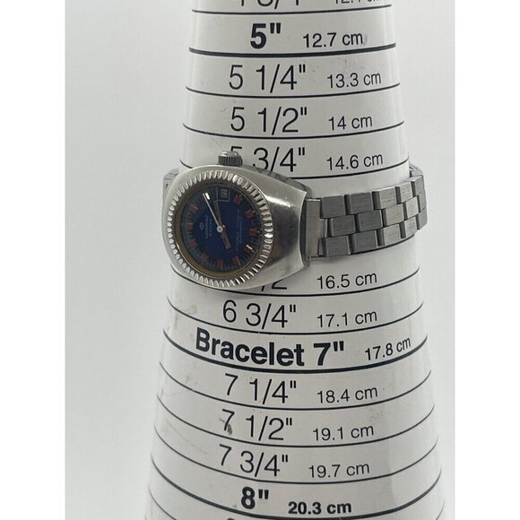 Lorenz Edox Watch 21 Jewel Incabloc Automatic Blue Face Date All Stainless Steel main image 5